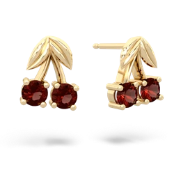 Garnet Sweet Cherries 14K Yellow Gold earrings E7001