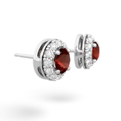 Garnet Diamond Halo 14K White Gold earrings E5370