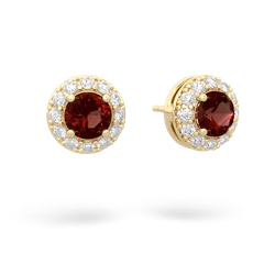 Garnet Diamond Halo 14K Yellow Gold earrings E5370