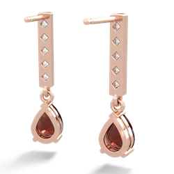 Garnet Art Deco Diamond Drop 14K Rose Gold earrings E5324