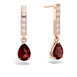 Garnet Art Deco Diamond Drop 14K Rose Gold earrings E5324