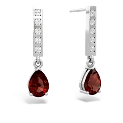 Garnet Art Deco Diamond Drop 14K White Gold earrings E5324