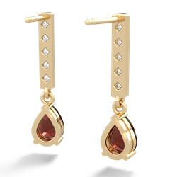 Garnet Art Deco Diamond Drop 14K Yellow Gold earrings E5324