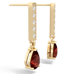 Garnet Art Deco Diamond Drop 14K Yellow Gold earrings E5324