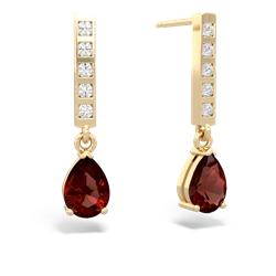 Garnet Art Deco Diamond Drop 14K Yellow Gold earrings E5324