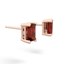 Garnet 6X4mm Emerald-Cut Stud 14K Rose Gold earrings E1855