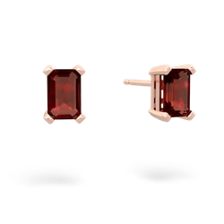 Garnet 6X4mm Emerald-Cut Stud 14K Rose Gold earrings E1855