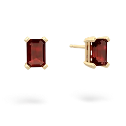 Garnet 6X4mm Emerald-Cut Stud 14K Yellow Gold earrings E1855