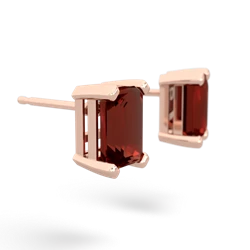 Garnet 7X5mm Emerald-Cut Stud 14K Rose Gold earrings E1856