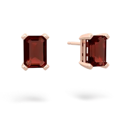 Garnet 7X5mm Emerald-Cut Stud 14K Rose Gold earrings E1856