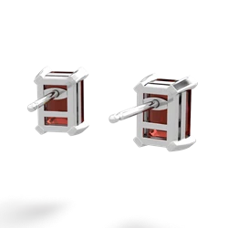 Garnet 7X5mm Emerald-Cut Stud 14K White Gold earrings E1856