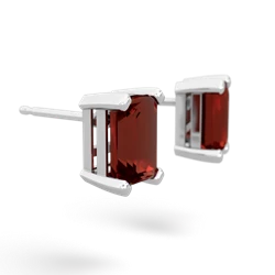 Garnet 7X5mm Emerald-Cut Stud 14K White Gold earrings E1856