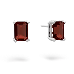 Garnet 7X5mm Emerald-Cut Stud 14K White Gold earrings E1856