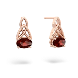 Garnet Celtic Trinity Knot 14K Rose Gold earrings E2389