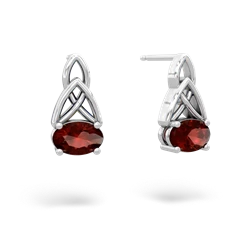 Garnet Celtic Trinity Knot 14K White Gold earrings E2389