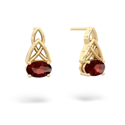 Garnet Celtic Trinity Knot 14K Yellow Gold earrings E2389