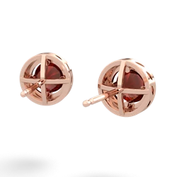 Garnet Halo 14K Rose Gold earrings E5320