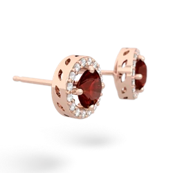 Garnet Halo 14K Rose Gold earrings E5320