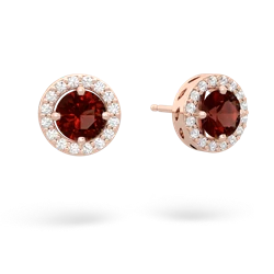 Garnet Halo 14K Rose Gold earrings E5320