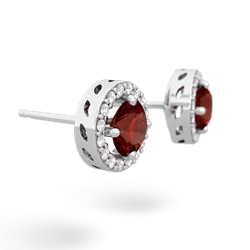 Garnet Halo 14K White Gold earrings E5320