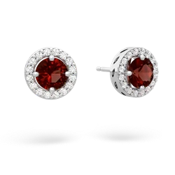 Garnet Halo 14K White Gold earrings E5320