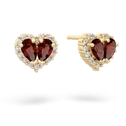 Garnet Halo 14K Yellow Gold earrings E7008