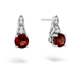 Garnet Antique Elegance 14K White Gold earrings E3100