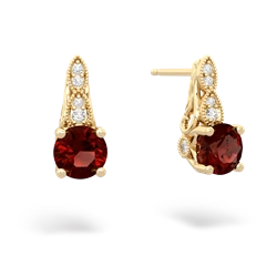 Garnet Antique Elegance 14K Yellow Gold earrings E3100