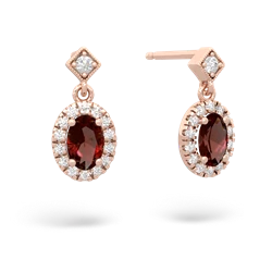 Garnet Antique-Style Halo 14K Rose Gold earrings E5720