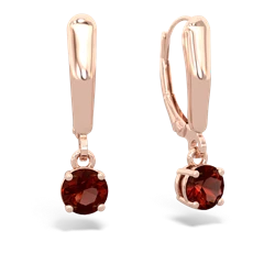 Garnet 5Mm Round Lever Back 14K Rose Gold earrings E2785