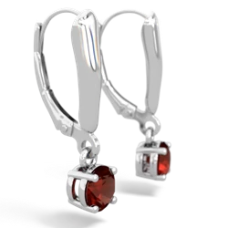 Garnet 5Mm Round Lever Back 14K White Gold earrings E2785