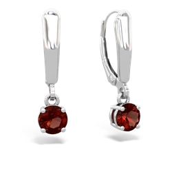 Garnet 5Mm Round Lever Back 14K White Gold earrings E2785