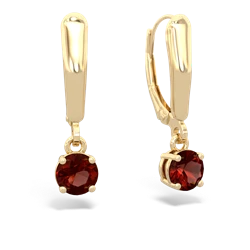 Garnet 5Mm Round Lever Back 14K Yellow Gold earrings E2785