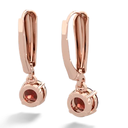 Garnet 6Mm  Round Lever Back 14K Rose Gold earrings E2786