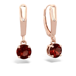 Garnet 6Mm  Round Lever Back 14K Rose Gold earrings E2786