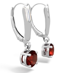 Garnet 6Mm  Round Lever Back 14K White Gold earrings E2786