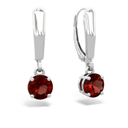 Garnet 6Mm  Round Lever Back 14K White Gold earrings E2786