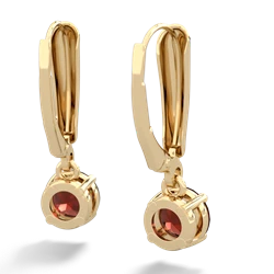 Garnet 6Mm  Round Lever Back 14K Yellow Gold earrings E2786