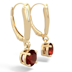 Garnet 6Mm  Round Lever Back 14K Yellow Gold earrings E2786