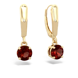 Garnet 6Mm  Round Lever Back 14K Yellow Gold earrings E2786