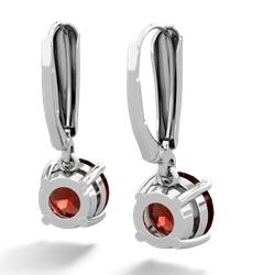 Garnet 8Mm Round Lever Back 14K White Gold earrings E2788