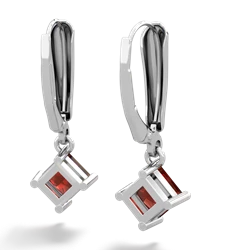 Garnet 6Mm Princess Lever Back 14K White Gold earrings E2789