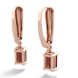 Garnet 6X4mm Emerald-Cut Lever Back 14K Rose Gold earrings E2855