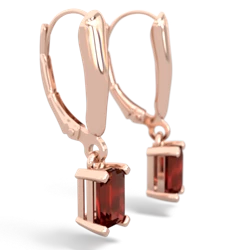 Garnet 6X4mm Emerald-Cut Lever Back 14K Rose Gold earrings E2855