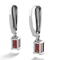 Garnet 6X4mm Emerald-Cut Lever Back 14K White Gold earrings E2855