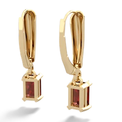 Garnet 6X4mm Emerald-Cut Lever Back 14K Yellow Gold earrings E2855