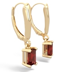 Garnet 6X4mm Emerald-Cut Lever Back 14K Yellow Gold earrings E2855