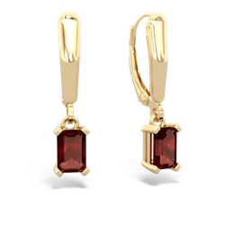 Garnet 6X4mm Emerald-Cut Lever Back 14K Yellow Gold earrings E2855