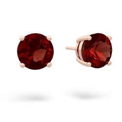 Garnet 8Mm Round Stud 14K Rose Gold earrings E1788