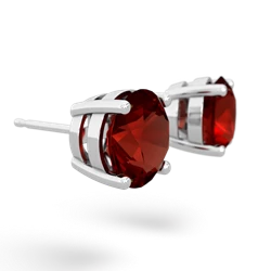 Garnet 8Mm Round Stud 14K White Gold earrings E1788